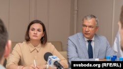 Сьвятлана Ціханоўская і Павал Латушка на пасяджэньні АПК, 2024
