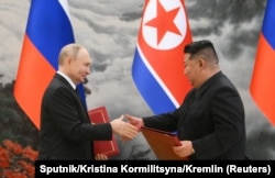 Владимир Путин и Ким Чен Ын в Пхеньяне