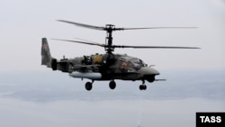 Russia -- A Kamov Ka-52 "Alligator" helicopter, in the Barents Sea, 13Sep2011