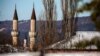Crimea, Bakhchysarai - A view of minarets of the Big Khan Mosque at the Bakhchisaray Palace, 25Jan2018