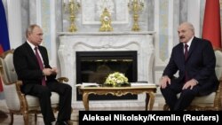 Уладзімір Пуцін і Аляксандар Лукашэнка, Менск, 19 чэрвеня 2018 