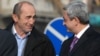 Armenia - President Serzh Sarkisian (R) and his predecessor Robert Kocharian at an official ceremony near Yerevan, 03Dec2008.