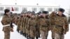Armenia -- Soldiers march at a military unit.