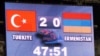 Turkey -- The scoreboard at Bursa's Ataturk Stadium during the Turkey-Armenia football match on October 14, 2009.