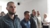 Віктар Данілаў, Андрэй Дундукоў, Сяргей Стрыбульскі, Віктар Мароз і адвакат Людміла Казак, архіўнае фота