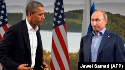 U.K. -- US President Barack Obama (L) holds a bilateral meeting with Russian President Vladimir Putin during the G8 summit in Northern Ireland, June 17, 2013