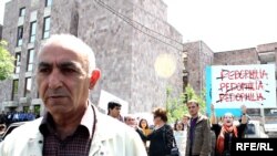 Armenia -- Levon Avagian a school teacher accused of child sex abuse, outside a Yerevan court, 19 May 2010.