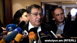 Armenia -- Energy Minister Levon Yolian speaks to journalsits in Yerevan, 14Mar2016