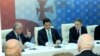 Слева направо: мажоритарный депутат Дмитрий Хундадзе, спикер парламента Арчил Талаквадзе и председатель партии «Грузинская мечта» Бидзина Иванишвили 